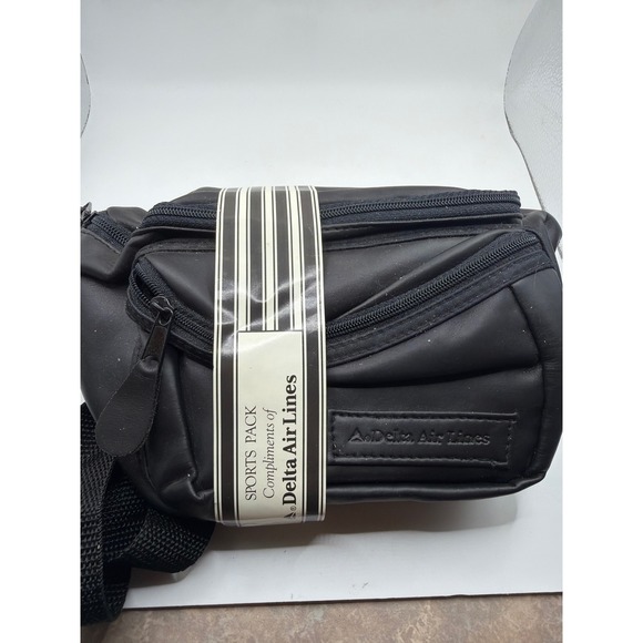 Vintage 1997 Delta Air Lines Sports Pack Fanny Pack Amenity Kit Travel Bag Black